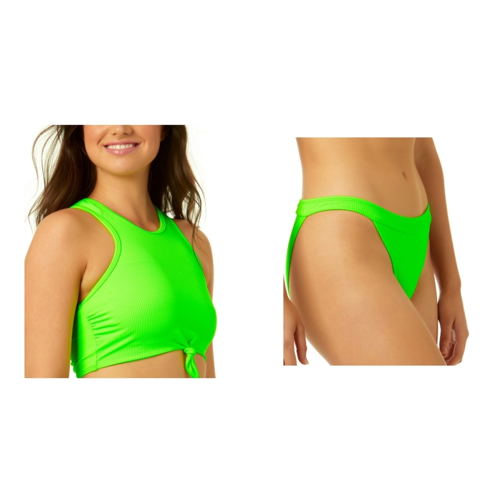 Salt&Cove Mint Junior's Knotted Front Tie Bikini /Hipster Bottom Set Med NEW
